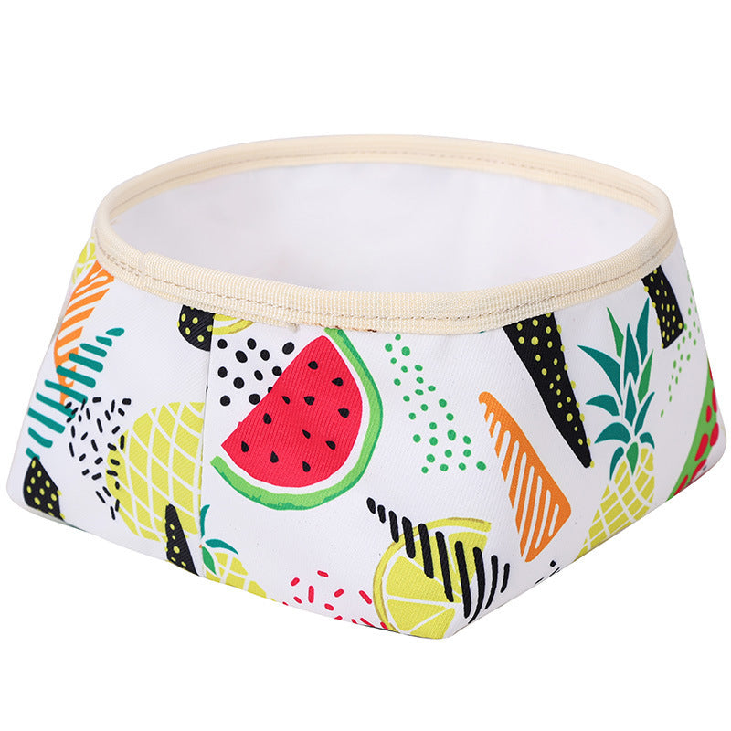 HKM-666515 Foldable Waterproof Washable Dog Food Bowl - Portable Polyester with PEVA, Easy to Clean for All Pet Sizes