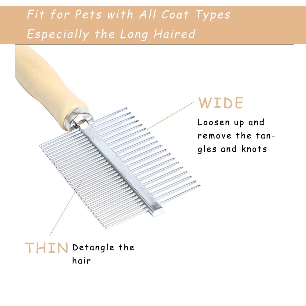 HKM-800787 Double-Sided Pet Grooming Brush with Wooden Handle for Mats, Tangles, and Debris Removal