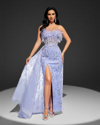HKM-169939 Elegant Purple Evening Gown - Model EZ25101 with Chic Design