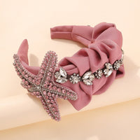 HKM-847891 Exaggerated Starfish Headband with Imitation Diamonds and Claw Chain in Multiple Colors