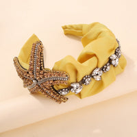 HKM-847891 Exaggerated Starfish Headband with Imitation Diamonds and Claw Chain in Multiple Colors