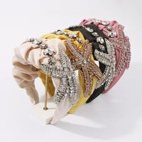 HKM-847891 Exaggerated Starfish Headband with Imitation Diamonds and Claw Chain in Multiple Colors