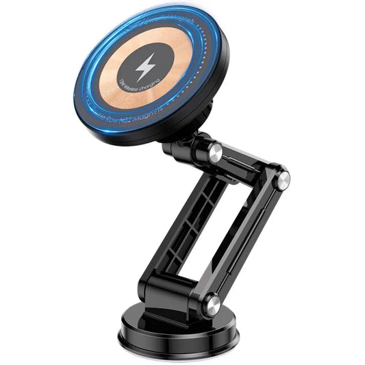 KTX-803091 15W Wireless Charger Magnetic Car Phone Holder with 360° Rotation and Foldable Design for Dashboard Use