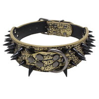 HKM-672659 Spiked Leather Dog Collar with Adjustable Fit for Large Breeds