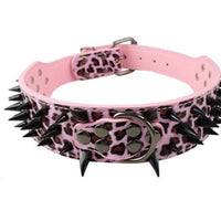 HKM-672659 Spiked Leather Dog Collar with Adjustable Fit for Large Breeds