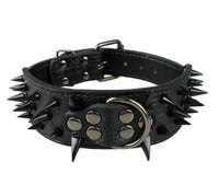 HKM-672659 Spiked Leather Dog Collar with Adjustable Fit for Large Breeds