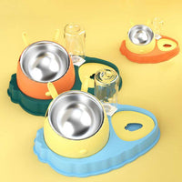 HKM-698131 Dog and Cat Double Bowl Stainless Steel Feeding Tool with Tilt Design and Antiskid Bottom