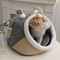 HKM-941011 Cozy Multifunctional Cat Nest with Deerskin Velvet for Small Dogs and Multiple Cats
