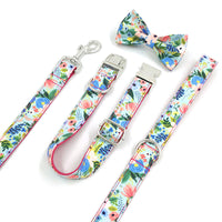 HKM-541907 Red Midsummer Garden Bow Tie Pet Collar with Leash - Polyester Material, Available in Multiple Sizes
