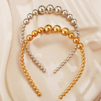 HKM-962003 Creative Retro Women's Alloy Headwear Set with Geometric Styling - Round Bead Hair Band in Gold and Silver