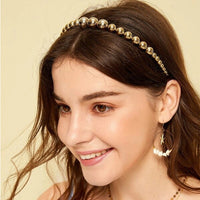 HKM-962003 Creative Retro Women's Alloy Headwear Set with Geometric Styling - Round Bead Hair Band in Gold and Silver