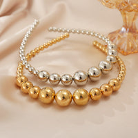 HKM-962003 Creative Retro Women's Alloy Headwear Set with Geometric Styling - Round Bead Hair Band in Gold and Silver