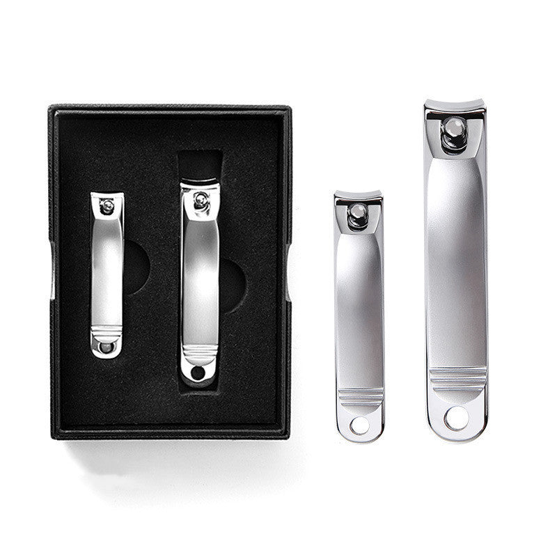 HKM-200339 Folding Portable Nail Clippers Set in Silver and Black - Stainless Steel, Available in Various Sizes