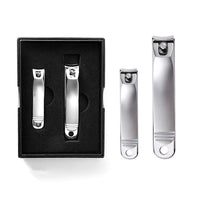 HKM-200339 Folding Portable Nail Clippers Set in Silver and Black - Stainless Steel, Available in Various Sizes