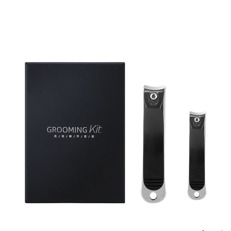 HKM-200339 Folding Portable Nail Clippers Set in Silver and Black - Stainless Steel, Available in Various Sizes