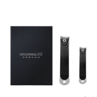 HKM-200339 Folding Portable Nail Clippers Set in Silver and Black - Stainless Steel, Available in Various Sizes