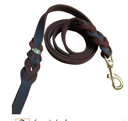 HKM-140243 Handcrafted Cowhide Dog Leash for Medium and Large Dogs - Durable & Stylish Design