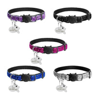 HKM-507155 Safety Breakaway Cat Collar with Quick Release Mechanism ¨C Adjustable Flocking Fabric for Small Cats and Dogs, Includes Customizable ID Tag Bell