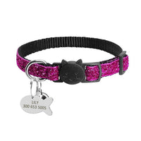HKM-507155 Safety Breakaway Cat Collar with Quick Release Mechanism ¨C Adjustable Flocking Fabric for Small Cats and Dogs, Includes Customizable ID Tag Bell