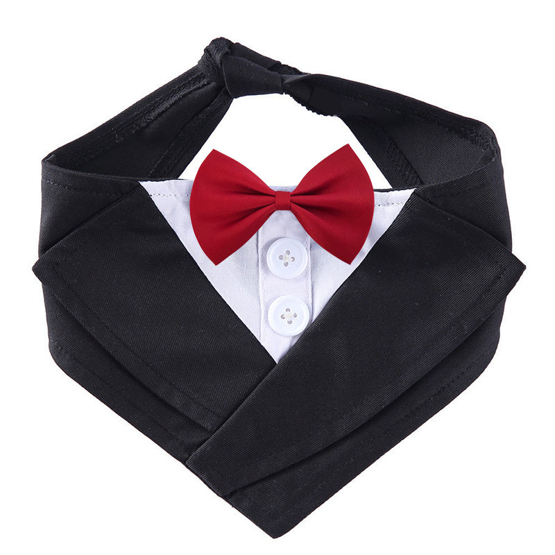 HKM-371987 Elegant Dog Bow Tie Bib - Adjustable Polyester Towel for Stylish Pets