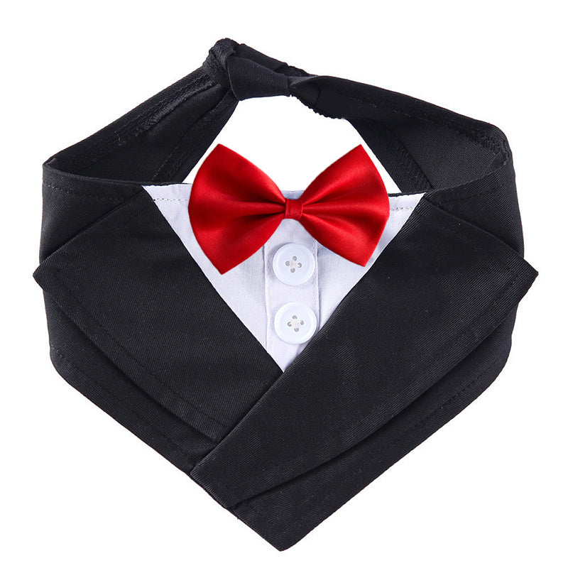 HKM-371987 Elegant Dog Bow Tie Bib - Adjustable Polyester Towel for Stylish Pets