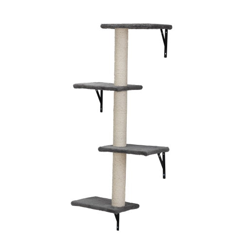 HKM-974099 Wall-Mounted Indoor Cat Tree Furniture Set with Scratch Board and Perches – 5 Pieces