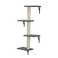 HKM-974099 Wall-Mounted Indoor Cat Tree Furniture Set with Scratch Board and Perches – 5 Pieces