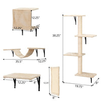 HKM-974099 Wall-Mounted Indoor Cat Tree Furniture Set with Scratch Board and Perches – 5 Pieces