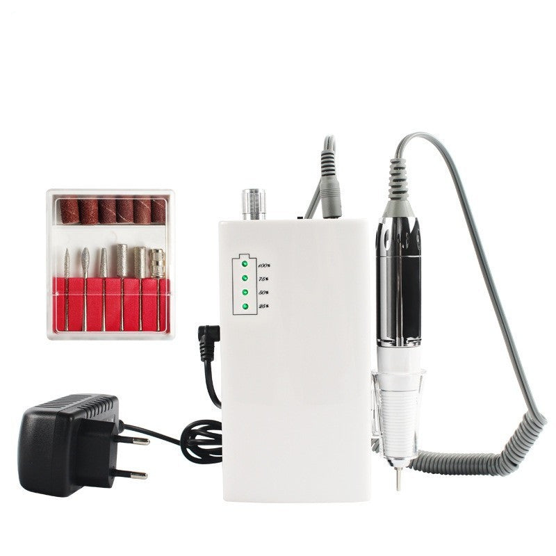 HKM-557331 Rechargeable Electric Nail Polisher US805 - Nail Surface Grinding & Trimming Tool Set in Elegant White