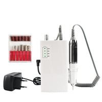 HKM-557331 Rechargeable Electric Nail Polisher US805 - Nail Surface Grinding & Trimming Tool Set in Elegant White