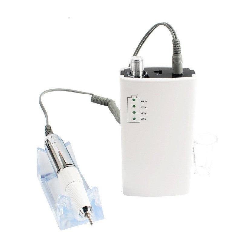 HKM-557331 Rechargeable Electric Nail Polisher US805 - Nail Surface Grinding & Trimming Tool Set in Elegant White