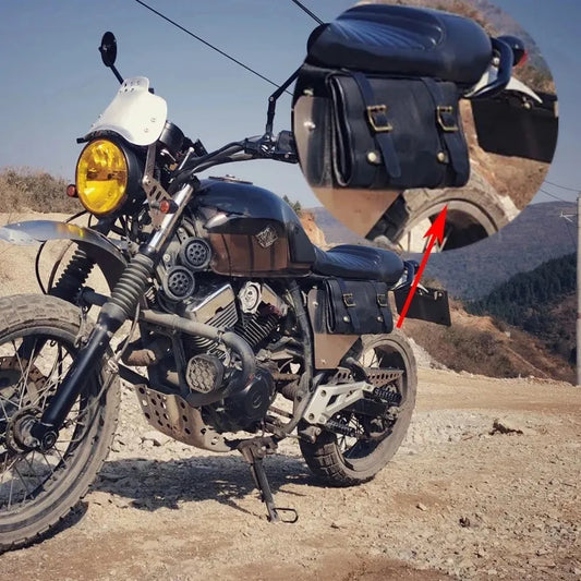 KTX-090067 Compact Motorcycle Repair Tool Bag in Cotton Canvas and Leather with Zipper Closure