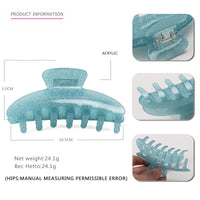 HKM-233363 Geometric Acrylic Glitter Hair Grab Clip for Women - Available in Pink, Green, Gray, Blue