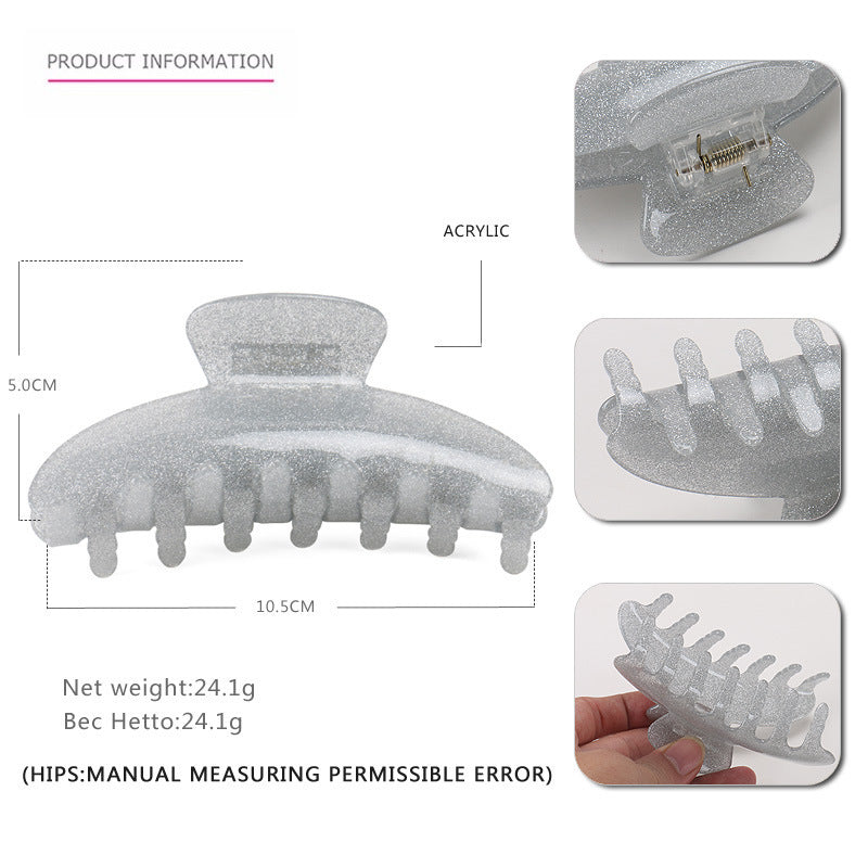 HKM-233363 Geometric Acrylic Glitter Hair Grab Clip for Women - Available in Pink, Green, Gray, Blue