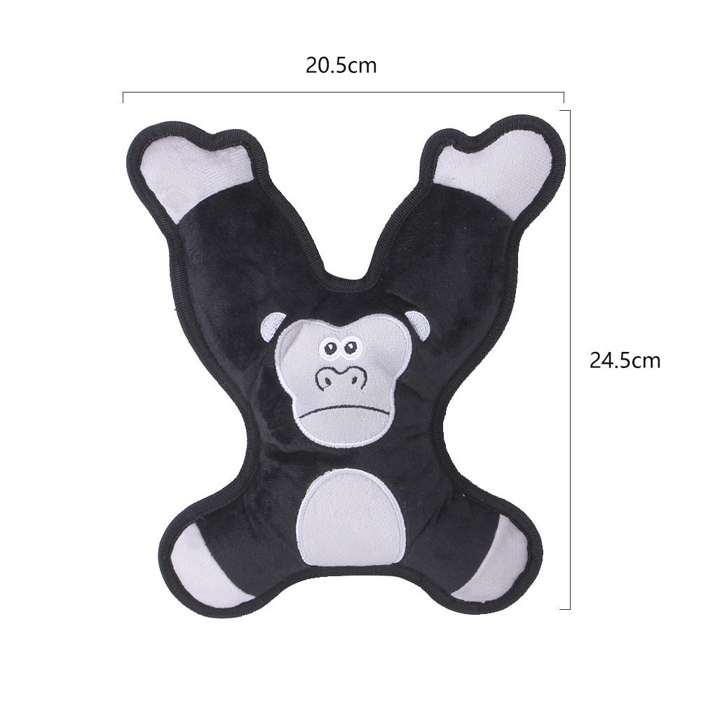 HKM-664723 Pet Plush Bite Resistant Voice Toys - 3-Piece Snake, Parrot, Orangutan Set in Black, Green, and Purple