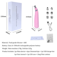 HKM-949971 Portable Rechargeable Handheld Exfoliating Skinning Machine with Diamond Tips and Negative Pressure Function