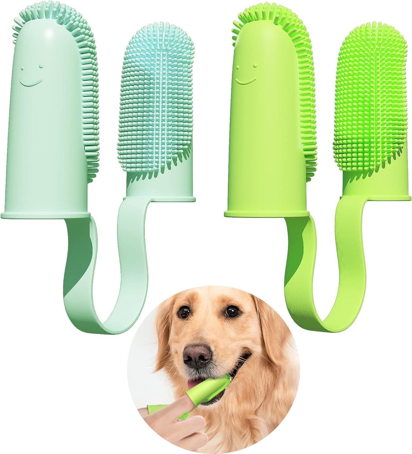 HKM-399827 Double Finger Toothbrush for Dogs and Cats with 800 Soft Bristles for Effective Dental Care