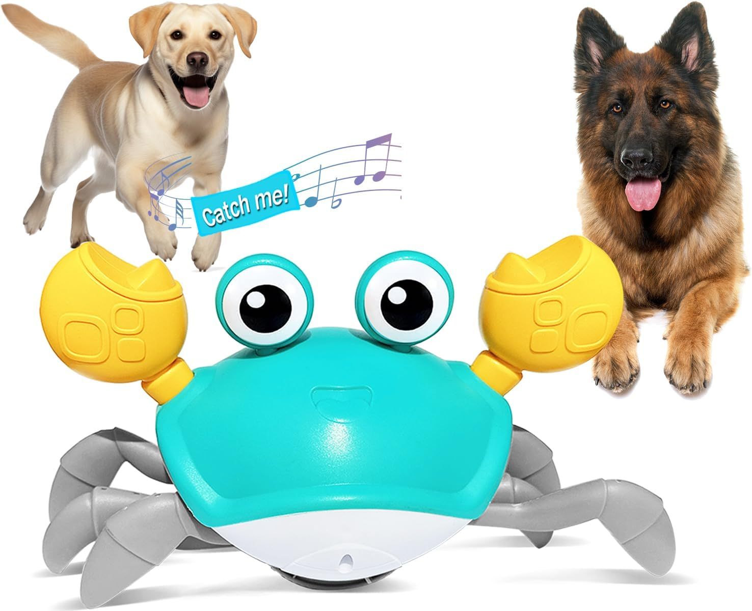 HKM-778515 Interactive Crawling Crab Dog Toy with Music, Lights, and Obstacle Avoidance Sensor for Small to Medium Pets