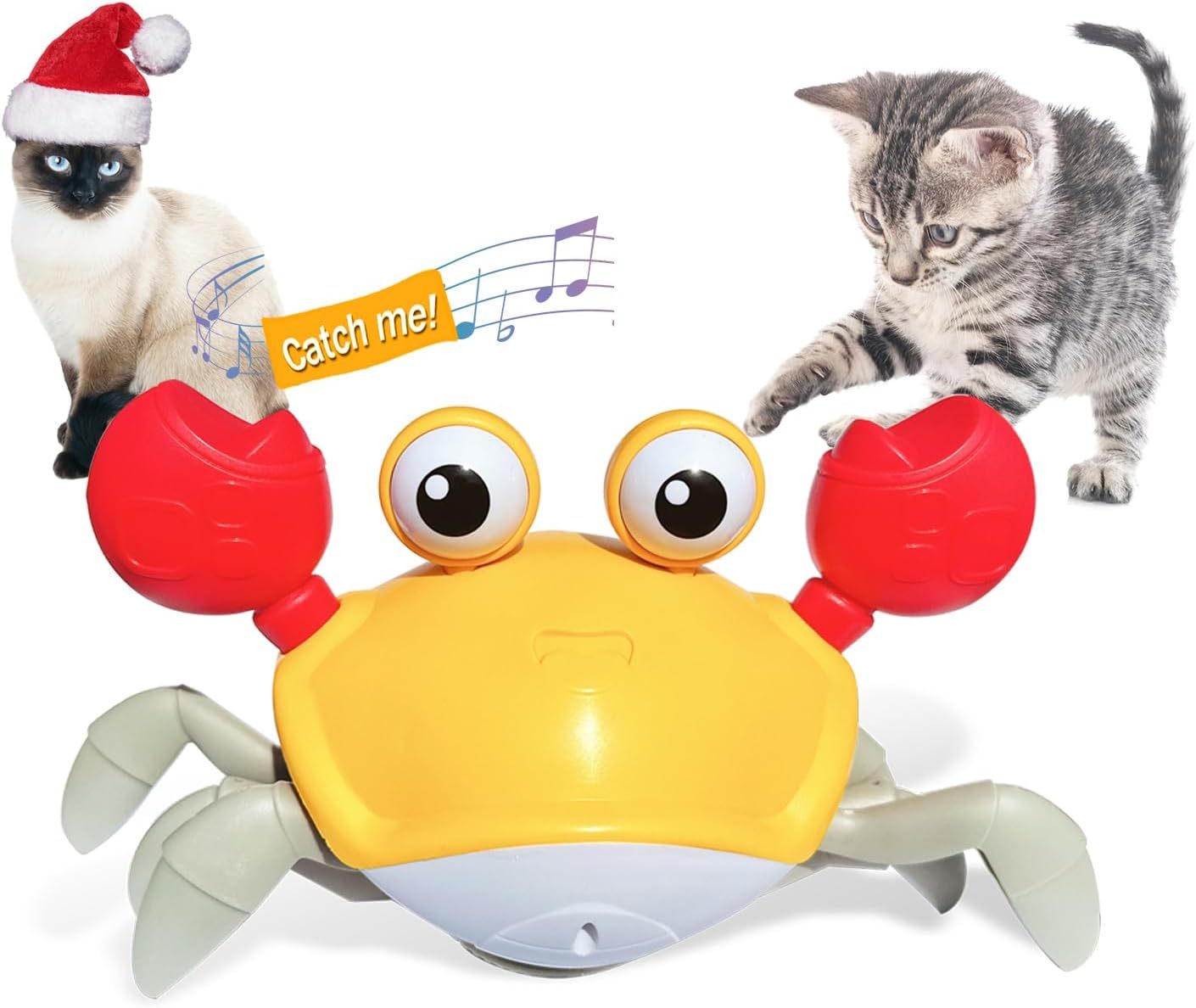 HKM-778515 Interactive Crawling Crab Dog Toy with Music, Lights, and Obstacle Avoidance Sensor for Small to Medium Pets