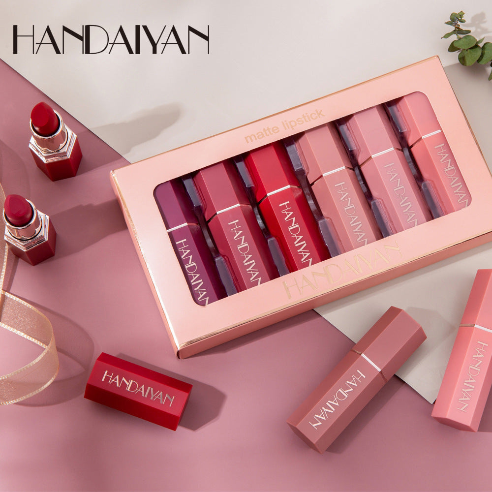 HKM-152659 Matte Lipstick Gift Box Set - 6 Non-Stick Shades in Elegant Packaging