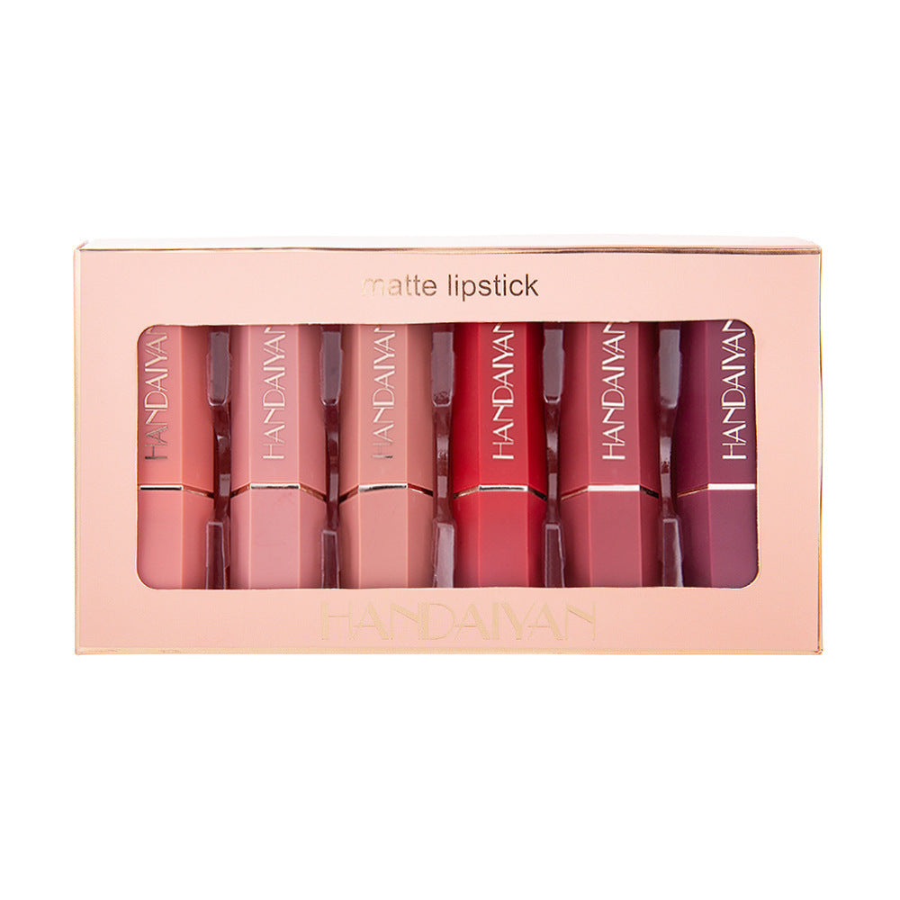 HKM-152659 Matte Lipstick Gift Box Set - 6 Non-Stick Shades in Elegant Packaging