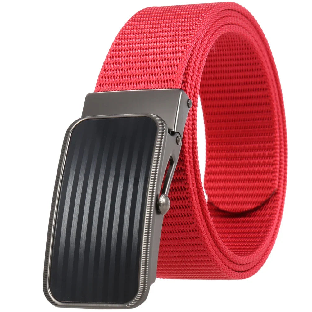 HKM-765523 Men's Nylon Braided Roller Buckle Belt - Adjustable & Durable Design
