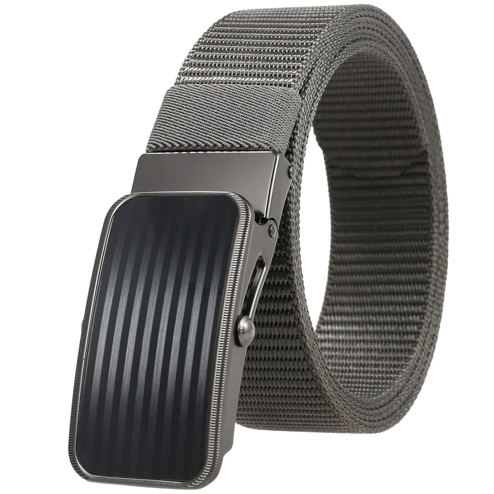 HKM-765523 Men's Nylon Braided Roller Buckle Belt - Adjustable & Durable Design