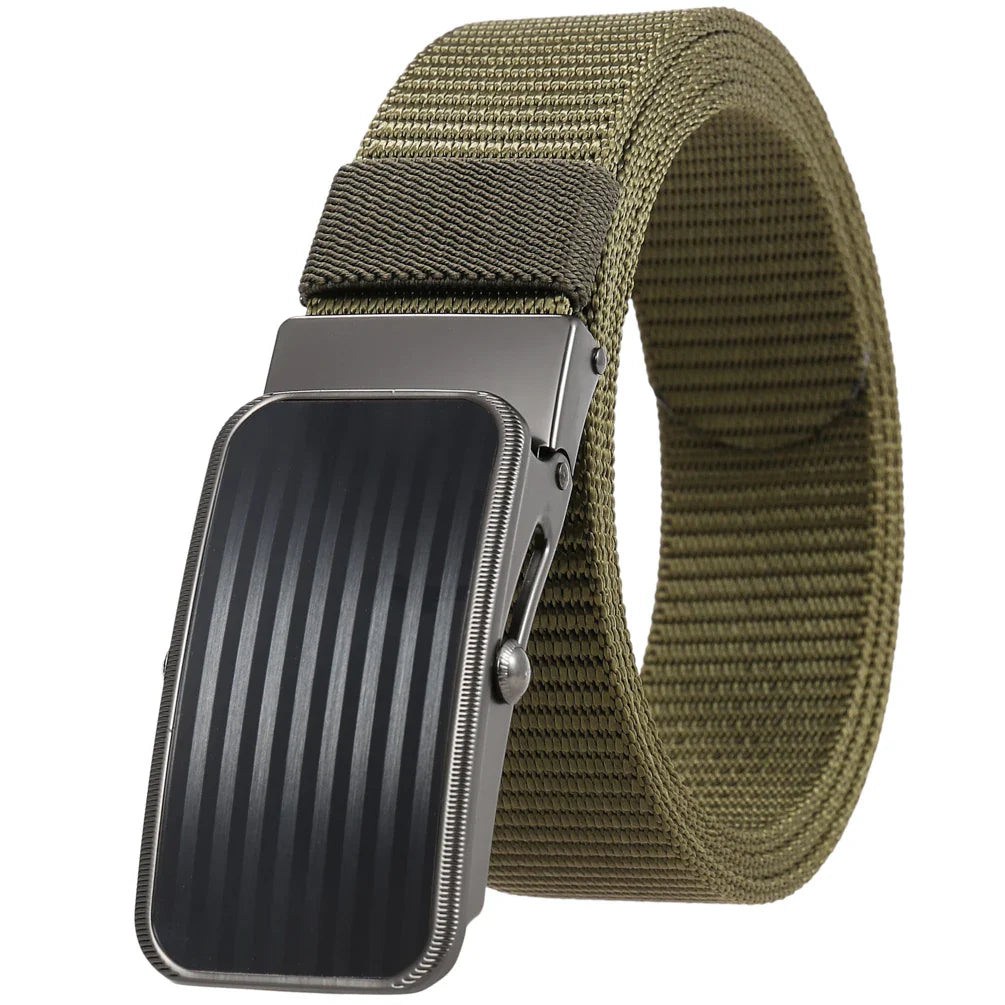 HKM-765523 Men's Nylon Braided Roller Buckle Belt - Adjustable & Durable Design