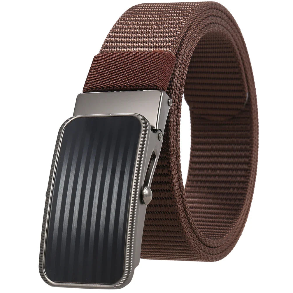 HKM-765523 Men's Nylon Braided Roller Buckle Belt - Adjustable & Durable Design