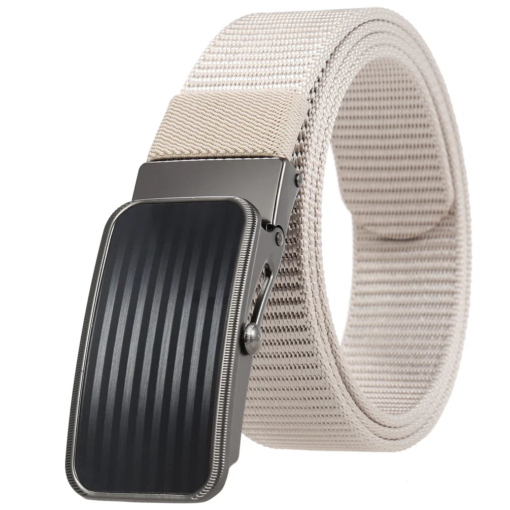 HKM-765523 Men's Nylon Braided Roller Buckle Belt - Adjustable & Durable Design