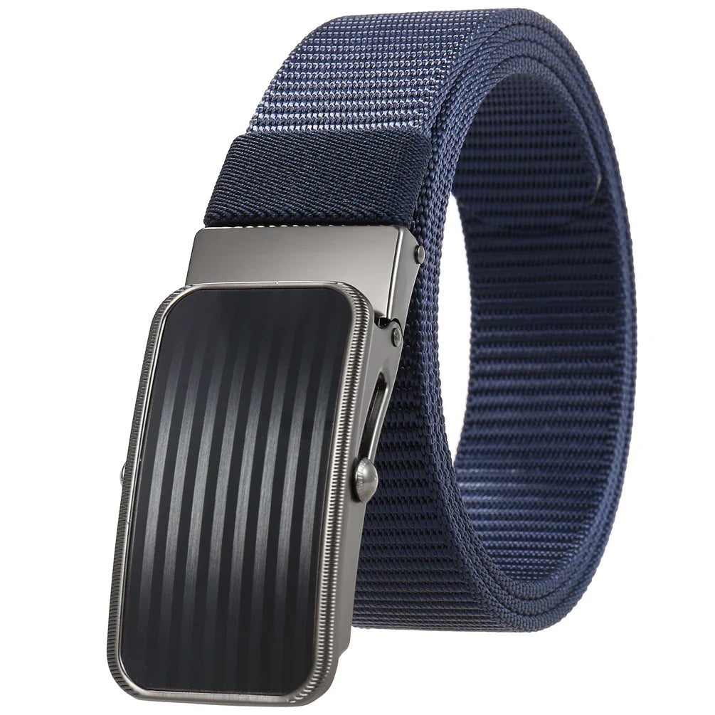 HKM-765523 Men's Nylon Braided Roller Buckle Belt - Adjustable & Durable Design