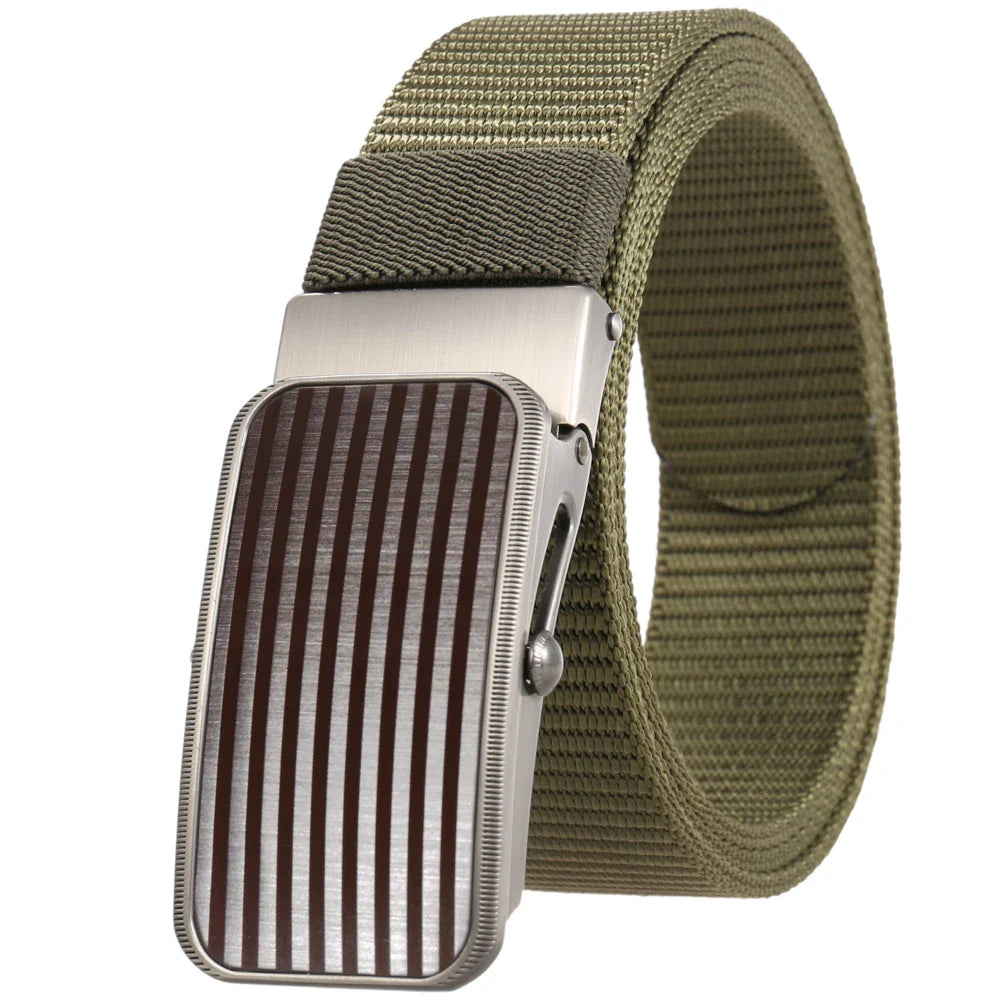 HKM-765523 Men's Nylon Braided Roller Buckle Belt - Adjustable & Durable Design