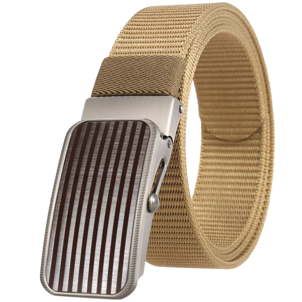 HKM-765523 Men's Nylon Braided Roller Buckle Belt - Adjustable & Durable Design