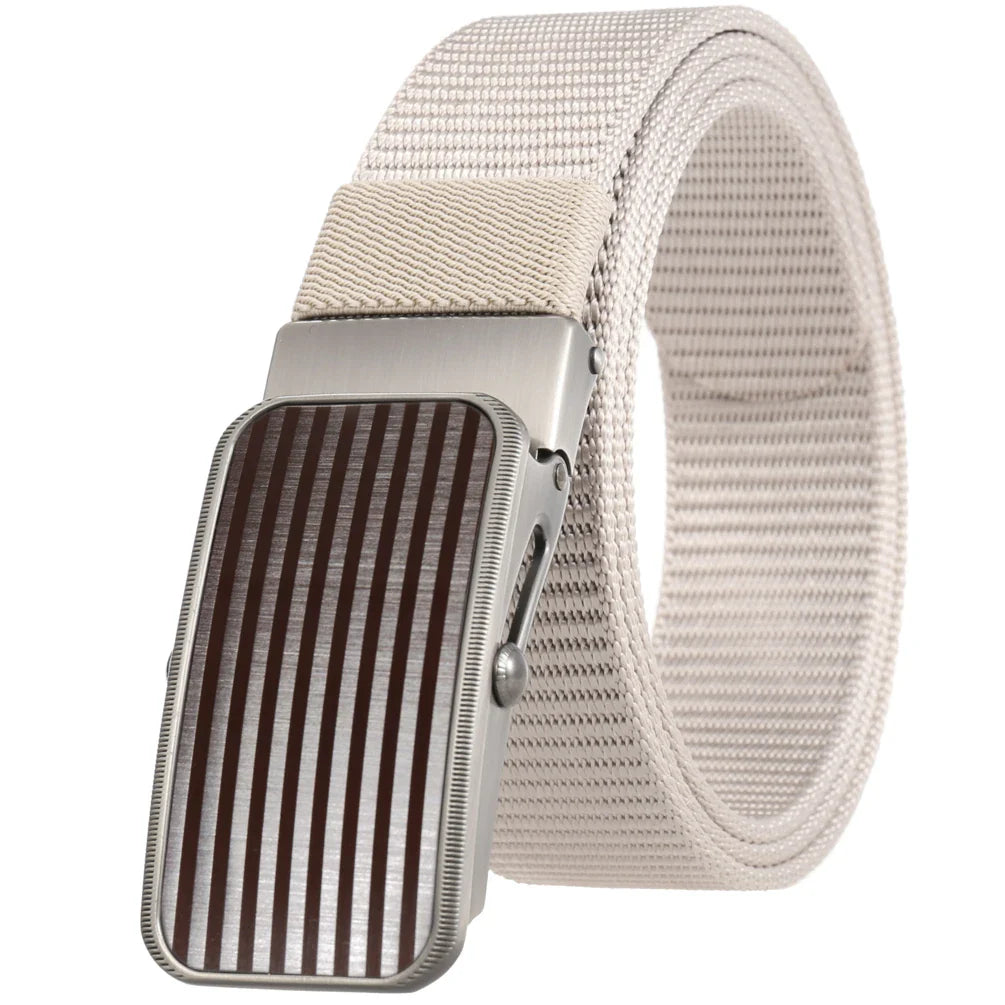 HKM-765523 Men's Nylon Braided Roller Buckle Belt - Adjustable & Durable Design